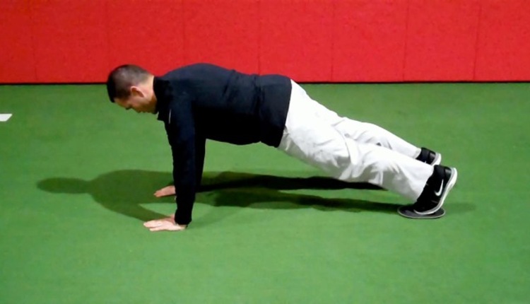 Tall Plank w Sliding Hip Flexion (start)