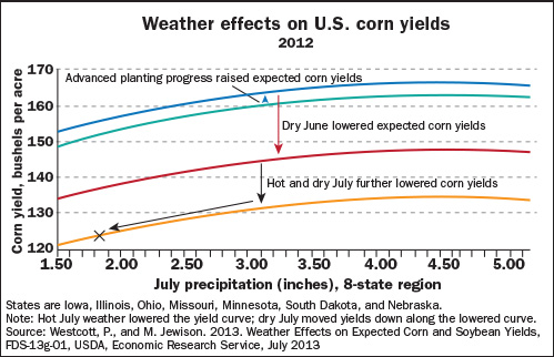 Weather effects on U.S. corn yields, 2012