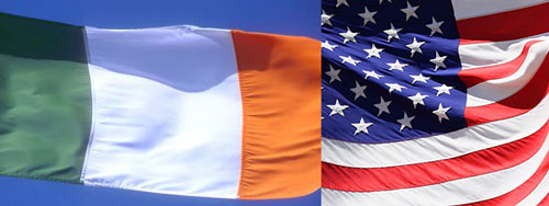 Ireland and American flags