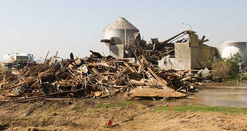 demolished barn