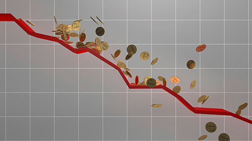 market decline with coins