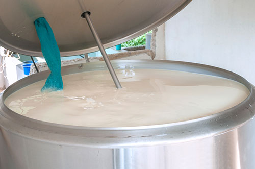 milk in a bulk tank