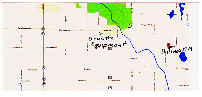 map to Dallman;s East River Dairy