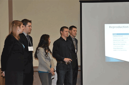 Studnets presenting at the North American Intercollegiate Dairy Challenge from the Western contest