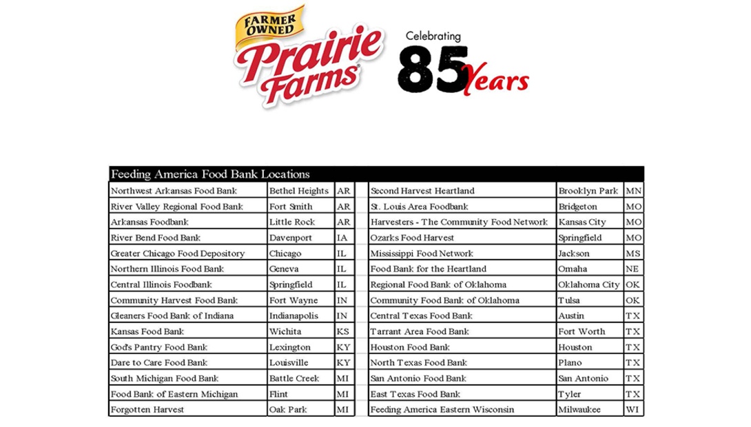Prairie Farms table