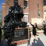 Caption: Priscilla Presley re-dedicating Elvisâ Statue.
