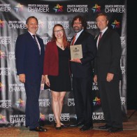  Caption: Publisher Jay Covington, Danielle and James Richards of Richard Creative, recipients of 318 Forum's Top Biz for 2019 with Chairman Patrick Harrison and
