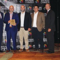  Caption: Jay Covington of 318 Forum, Charles Kingery, Ryan Roberts and Adam Palmer of Weiland, awarded a 318 Forum Top Biz for 2019 with the Chairman of the Chamber, Patrick Harrison